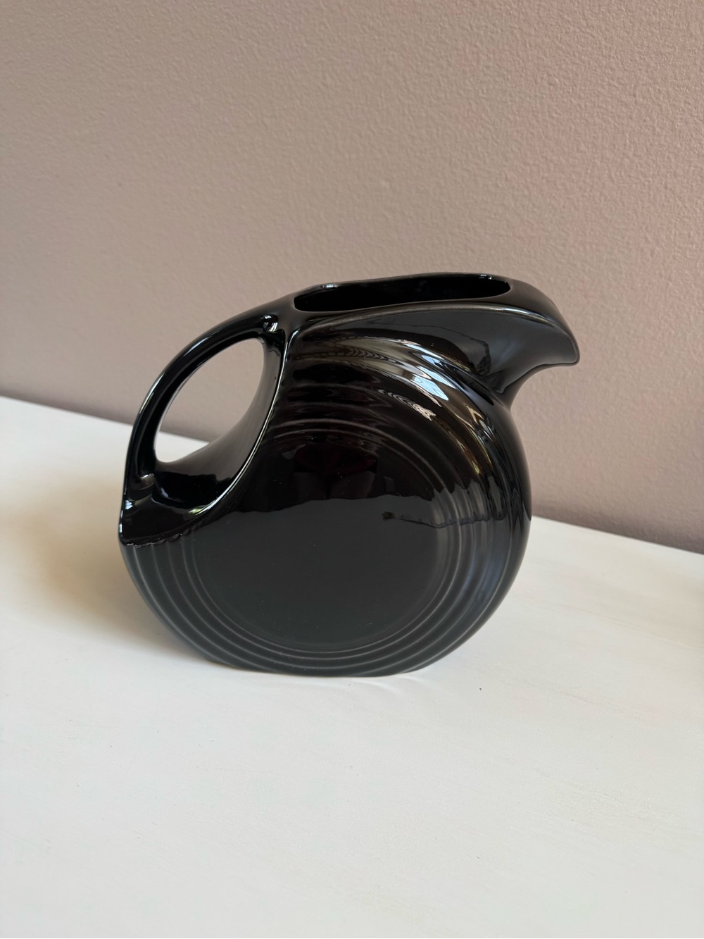 Fiesta Black glossy finish Disc Pitcher Vase